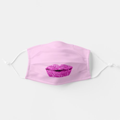 Kiss Lips GIRLY Pink Fuchsia Glitter Effect Adult Cloth Face Mask