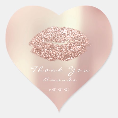 Kiss Lips Glitter Heart Makeup 16th Thank Name Heart Sticker