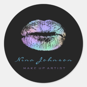 Kiss Lips Makeup Artist Beauty Ombre Mint Lipstick Classic Round Sticker