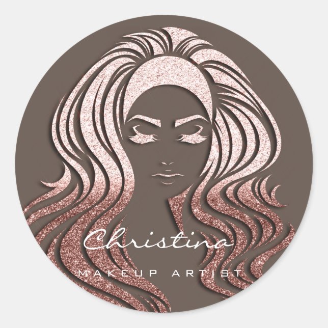 Kiss Lips Makeup Artist Eyelash Hair Salon Rose Classic Round Sticker (Front)