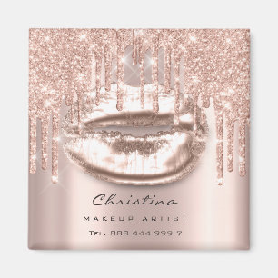 Kiss Lips Makeup Artist Glitter Drips Sparkly Lux Magnet