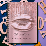 Kiss Lips Makeup Artist Glitter Drips Sparkly Lux Notebook at Zazzle