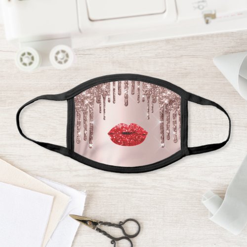 Kiss Lips Pastel Rose Drips Makeup Cotton Red Face Mask