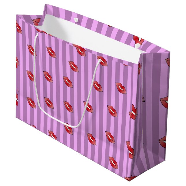 Kiss lips pattern large gift bag (Front Angled)