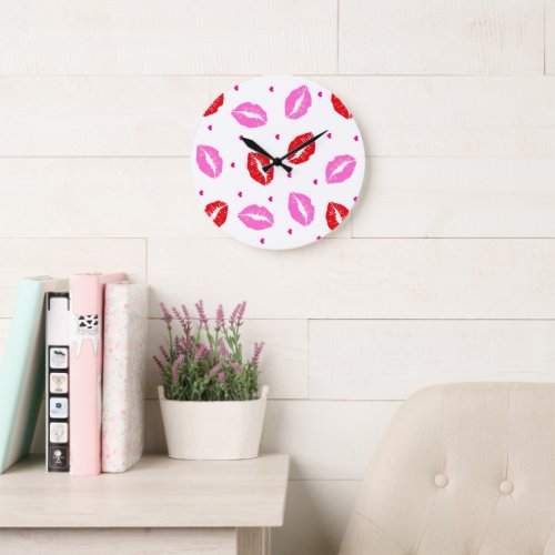 Kiss Lips Pink and Red Acrylic Wall Clock SMLG