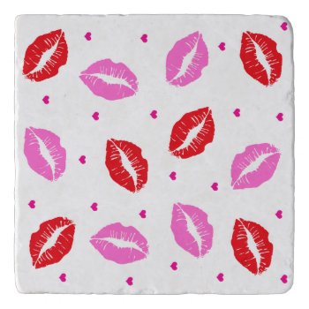 Kiss Lips Pink And Red  Hearts Trivet by xgdesignsnyc at Zazzle
