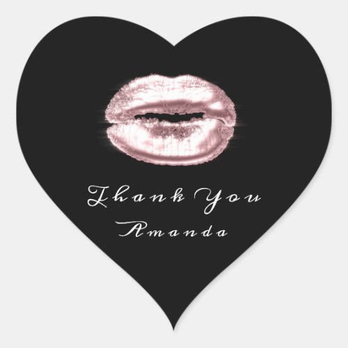 Kiss Lips Pink Black White Makeup Bridal 16 Thank Heart Sticker
