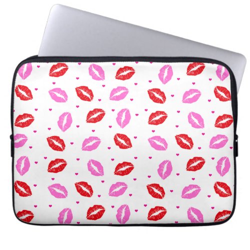 Kiss Lips Pink Red  and Hearts Laptop Sleeve