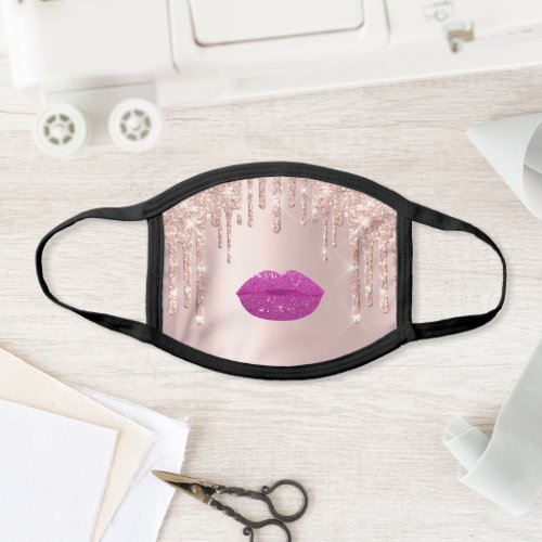 Kiss Lips Pink Rose Drips Makeup Covid19 Face Mask