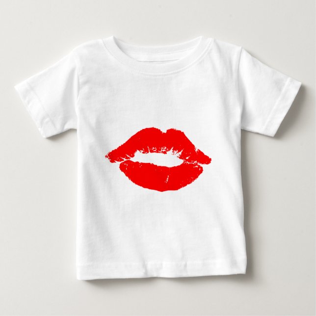 Kiss Lips Red Lipstick Love Passion Valentine Baby T-Shirt (Front)