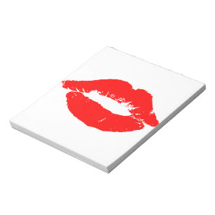 Kiss Lips Red Lipstick Love Passion Valentine Notepad