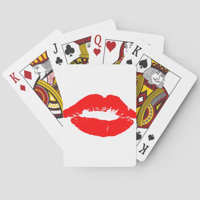 Kiss Lips Red Lipstick Love Passion Valentine Poker Cards (Back)