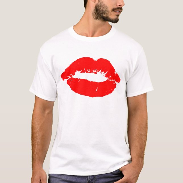 Kiss Lips Red Lipstick Love Passion Valentine T-Shirt (Front)