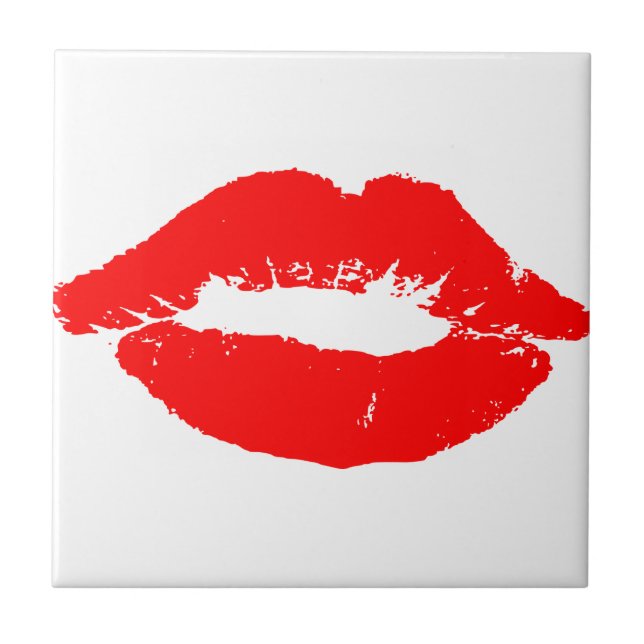 Kiss Lips Red Lipstick Love Passion Valentine Tile (Front)
