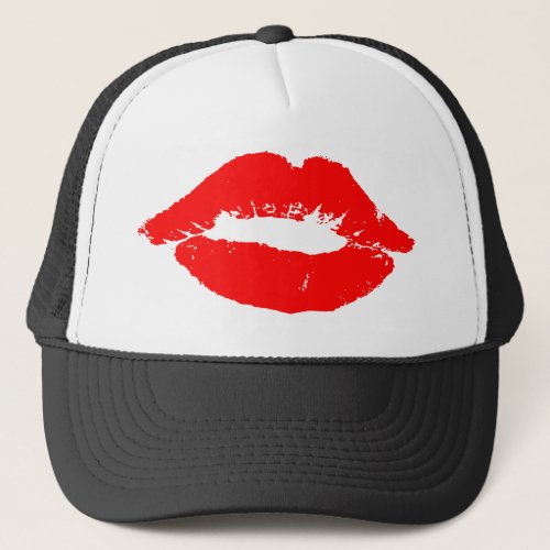 Kiss Lips Red Lipstick Love Passion Valentine Trucker Hat