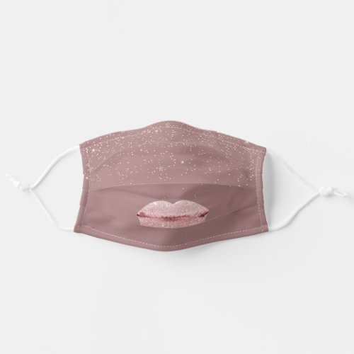 Kiss Lips Rose Gold Blush Girly Makeup Confetti Adult Cloth Face Mask