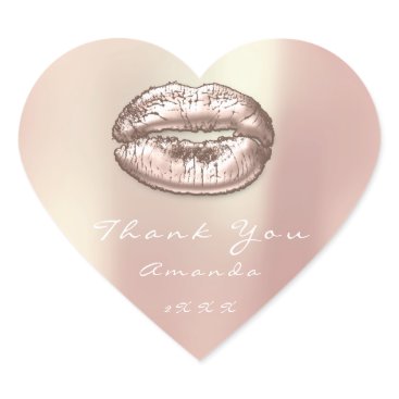 Kiss Lips Rose Gold Heart Makeup Sweet 16th Thank Heart Sticker Kiss Lips Rose Gold Heart Makeup Sweet 16th Thank Heart Sticker