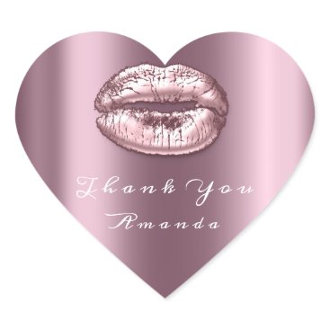 Kiss Lips Rose Mauve Heart Makeup Bridal 16 Thank Heart Sticker Kiss Lips Rose Mauve Heart Makeup Bridal 16 Thank Heart Sticker