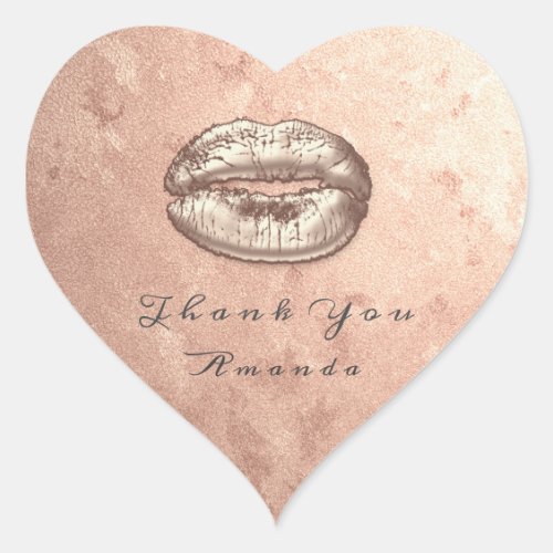 Kiss Lips Rose Pink Heart Makeup Blush 16th Thank Heart Sticker