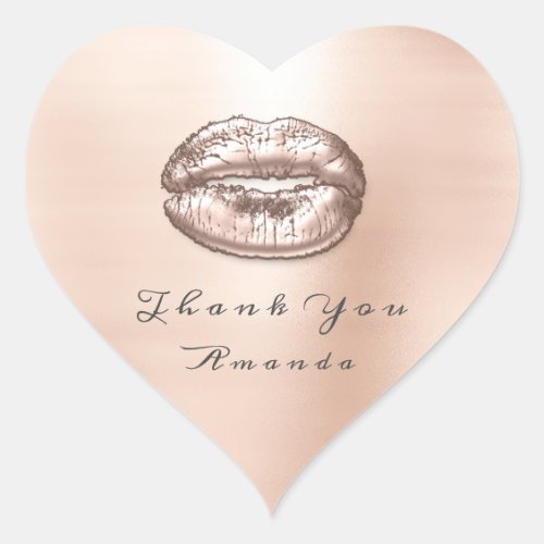 Kiss Lips Rose Pink Heart Makeup Bridal 16th Thank Heart Sticker