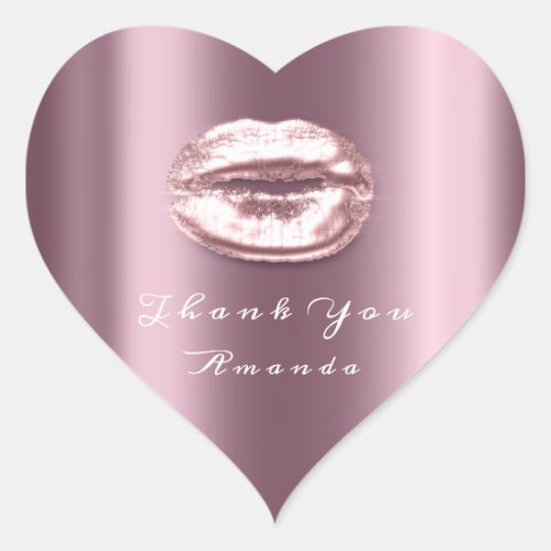 Kiss Lips Rose Purple Heart Makeup Bridal 16 Thank Heart Sticker