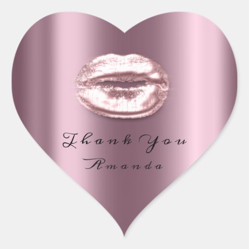 Kiss Lips Rose Violet Heart Makeup Bridal 16 Thank Heart Sticker
