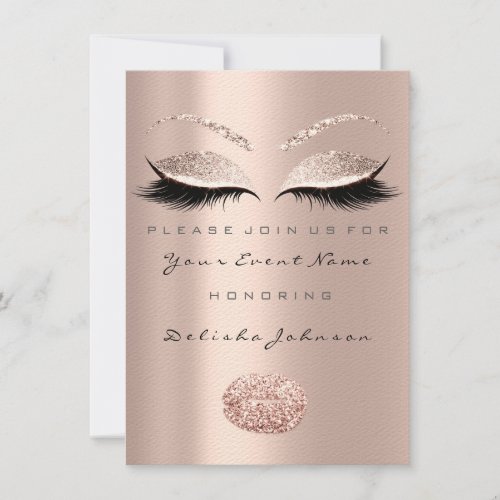 Kiss Lips Sweet 16th Birthday Bridal Shower Makeup Invitation