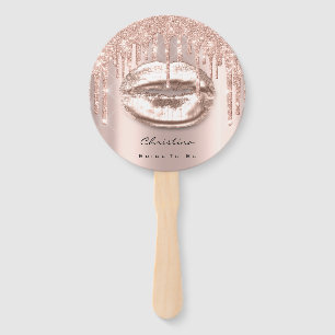 Kiss Lips Sweet 16th Bridal Shower Rose Sparkly Hand Fan