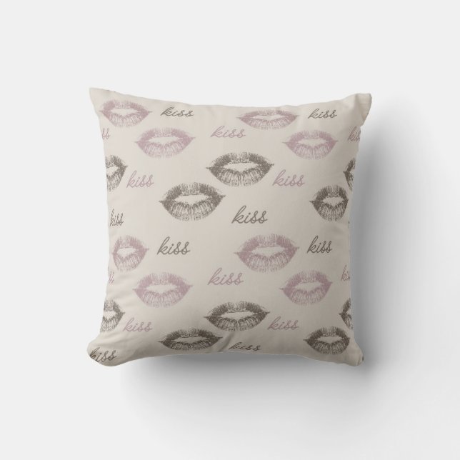 Kiss Lips Throw Pillow (Front)