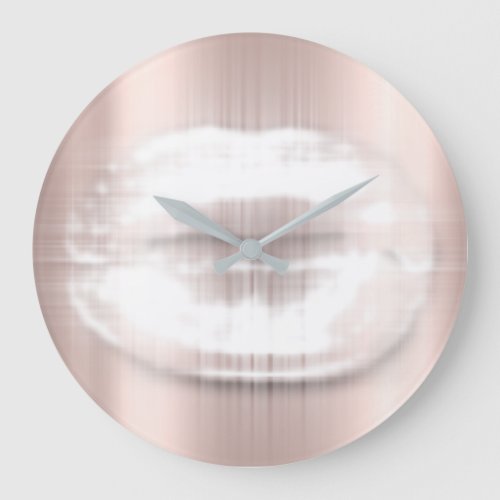 Kiss Lips White Girly Rose Makeup Artist Blush Large Clock