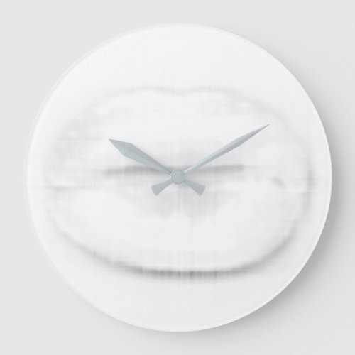 Kiss Lips White Makeup Modern Gray Gray Large Clock