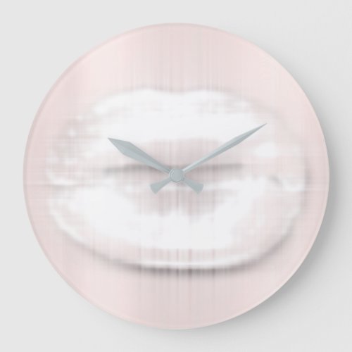 Kiss Lips White Pink Rose Makeup Blush Powder Large Clock