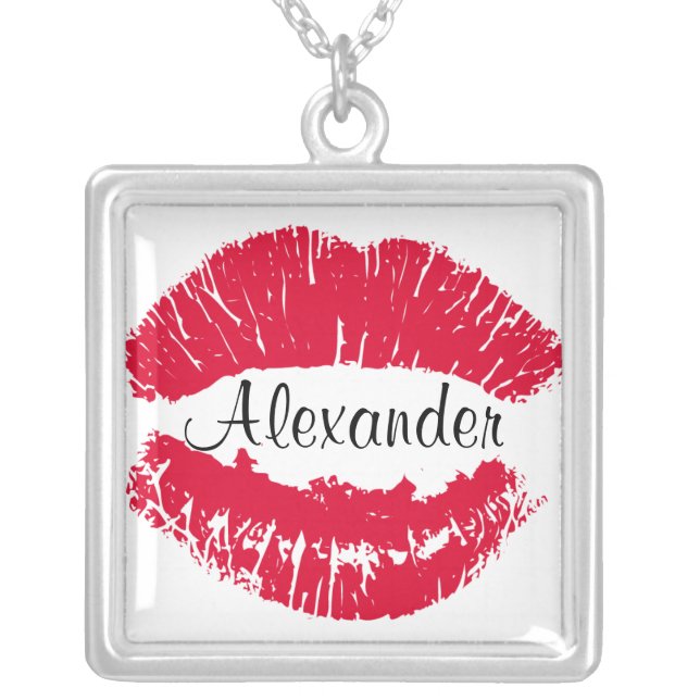 Kiss Lipstick Kiss Mark Personalized Necklace (Front)