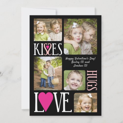 Kiss Love Hugs Valentines Day Photo Collage Card
