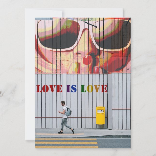 Kiss-Love Is Love Gay/Lesbian Save The Date Card (Front)