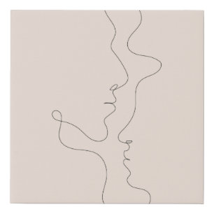 Kiss Love Line Lines Drawing Boho Faux Canvas Print