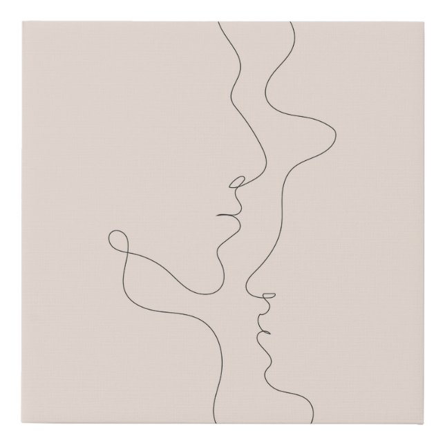Kiss Love Line Lines Drawing Boho Faux Canvas Print (Front)