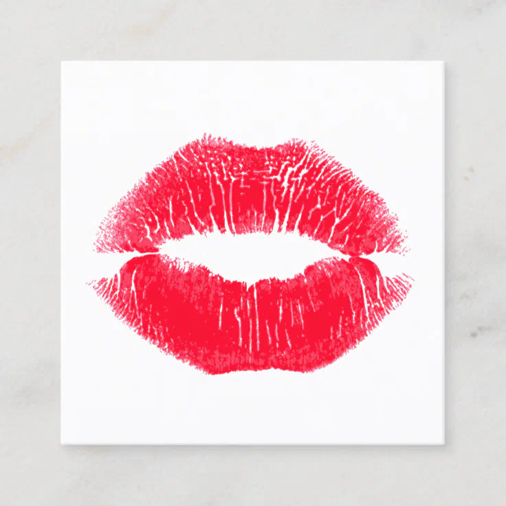 Kiss Makeup Artist Kissing Red Lips Square Square Business Card | Zazzle