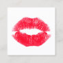 Kiss Makeup Artist  Kissing Red Lips Square Square Business Card
