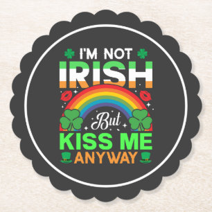 kiss me anyway irish humor design-63942 paper coaster