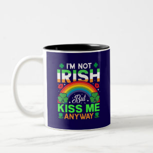 kiss me anyway irish humor design-63942 Two-Tone coffee mug