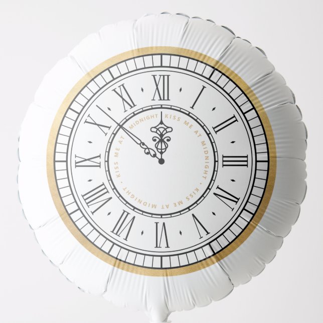 Kiss me at Midnight Clock | New Years Balloon (Front)