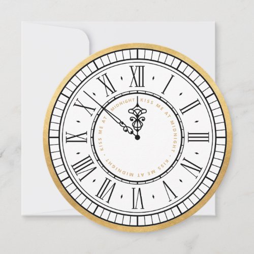 Kiss Me at Midnight  Clock New Years Eve Invite