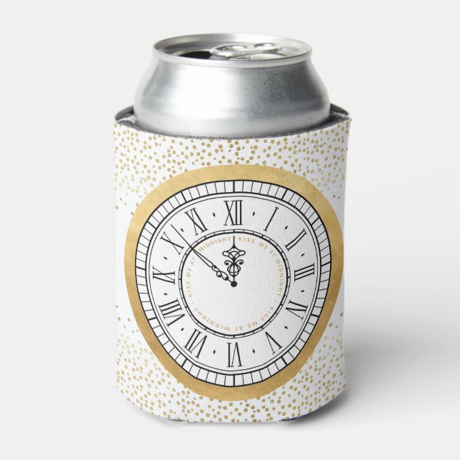 Kiss Me at Midnight New Years Clock  Can Cooler (Can Front)