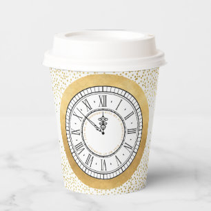Kiss Me at Midnight New Years Clock Paper Cups