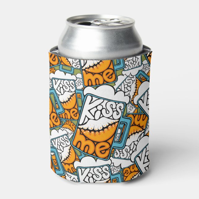 kiss me - beer icon can cooler (Can Front)