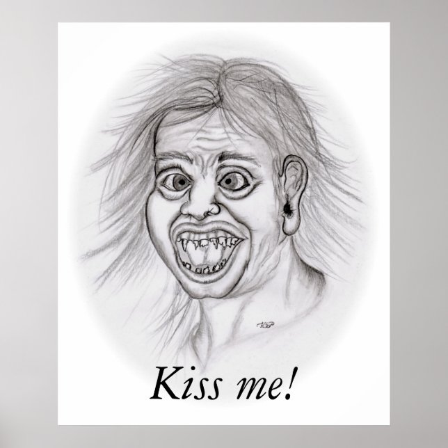 Kiss me! - Bleistiftzeichnung Poster (Front)