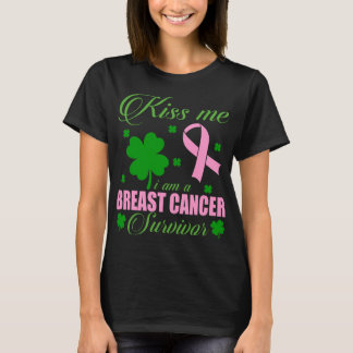 Kiss Me Breast Cancer Survivor St Patrick Day Gift T-Shirt