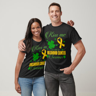 Kiss Me Childhood Cancer Survivor St Patrick Day  T-Shirt