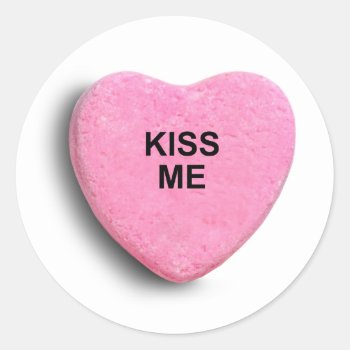 Kiss Me Classic Round Sticker by Shirtuosity at Zazzle